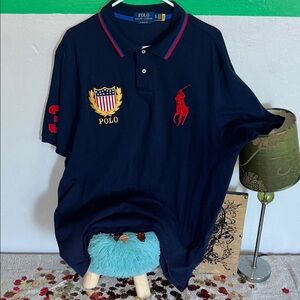 Polo by Ralph Lauren Blue Shirt with Gold and Red Crest
